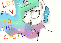 Size: 709x494 | Tagged: safe, artist:lunarwhisker09, princess celestia, alicorn, pony, faic, let's fly to the castle, looking at you, open mouth, solo