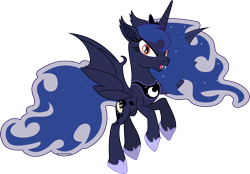 Size: 7081x4923 | Tagged: safe, artist:vector-brony, princess luna, bat pony, pony, vampony, absurd resolution, glare, looking at you, lunabat, moonbat, race swap, simple background, smiling, solo, spread wings, transparent background, vector