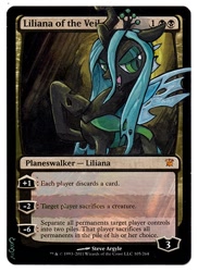 Size: 400x548 | Tagged: safe, artist:ninthsphere, queen chrysalis, changeling, changeling queen, card, magic the gathering, playing card