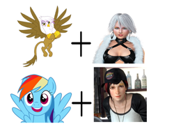 Size: 640x480 | Tagged: safe, derpibooru import, gilda, rainbow dash, griffon, pegasus, pony, dead or alive, doa 5 ultimate, doa christie, doa mila, exploitable meme, make it happen, meme