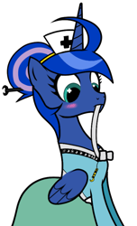 Size: 687x1133 | Tagged: safe, princess luna, alicorn, pony, askdrlunakor, female, horn, mare, simple background, solo