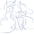 Size: 900x900 | Tagged: safe, artist:goat train, princess celestia, princess luna, alicorn, pony, :o, butt bump, butt to butt, butt touch, eyes closed, monochrome, moonbutt, open mouth, plot, plot pair, raised hoof, sisters, sketch, smiling, sunbutt, surprised, wide eyes