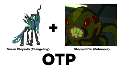 Size: 1920x1080 | Tagged: safe, queen chrysalis, changeling, changeling queen, blorgulax, futurama, joke shipping, murder on the planet express, otp, shapeshifter