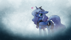 Size: 1920x1080 | Tagged: safe, artist:bluedrg19, artist:omniscient-duck, princess luna, alicorn, pony, beautiful, eyeshadow, floppy ears, heart, looking at you, looking back, moonbutt, plot, smiling, solo, vector, wallpaper