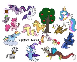 Size: 1000x800 | Tagged: safe, artist:kushina13, derpibooru import, apple bloom, applejack, discord, fluttershy, gilda, pinkie pie, princess celestia, princess luna, rainbow dash, rarity, scootaloo, spike, sweetie belle, trixie, twilight sparkle, zecora, alicorn, dragon, earth pony, griffon, pegasus, pony, unicorn, zebra, cutie mark crusaders, female, mane six, mare, naname pony, pixiv