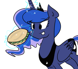 Size: 1117x1003 | Tagged: safe, princess luna, alicorn, pony, askprincesaluna, sandwich, simple background, solo