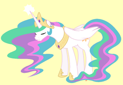 Size: 754x524 | Tagged: safe, artist:oneeyedsheep, princess celestia, alicorn, pony, female, horn, mare, ms paint, multicolored mane, solo, white coat