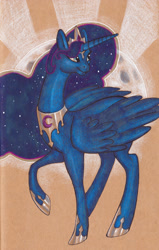 Size: 800x1255 | Tagged: safe, artist:sabrekitty, princess luna, alicorn, pony, female, horn, mare, solo, traditional art