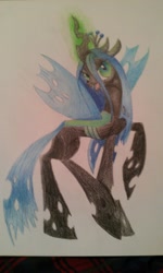 Size: 1024x1712 | Tagged: safe, artist:rusticshine, queen chrysalis, changeling, changeling queen, female, traditional art