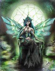 Size: 1159x1500 | Tagged: safe, artist:mikeangel1, queen chrysalis, horned humanization, humanized, solo, winged humanization