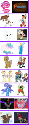 Size: 571x2476 | Tagged: safe, angel bunny, dumbbell, flam, flim, igneous rock pie, king sombra, pipsqueak, princess celestia, trixie, alicorn, pony, unicorn, blue fairy, coachman, comparison chart, flim flam brothers, geppetto, gideon (cat), jiminy cricket, john worthington foulfellow, lampwick, pinocchio, stromboli