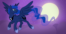 Size: 3234x1682 | Tagged: safe, artist:frostheartissiamese, princess luna, alicorn, pony, female, horn, mare, moon, solo