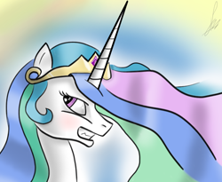 Size: 830x680 | Tagged: safe, artist:synch-anon, princess celestia, alicorn, pony, angry, glare, gritted teeth, looking back, solo