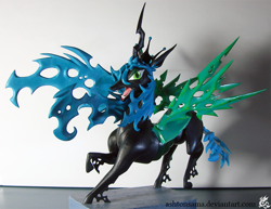 Size: 969x750 | Tagged: safe, artist:ashtonsama, queen chrysalis, changeling, changeling queen, female, horn, sculpture, solo