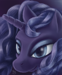 Size: 893x1080 | Tagged: safe, artist:bronybiscuitbites, princess luna, alicorn, pony, female, horn, mare, simple background, solo