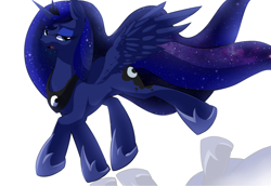 Size: 2000x1377 | Tagged: safe, artist:cakewasgood, princess luna, alicorn, pony, female, horn, mare, simple background, solo, white background