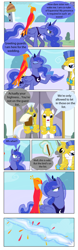 Size: 900x2886 | Tagged: safe, artist:himanuts, philomena, princess luna, alicorn, pony, a canterlot wedding, comic, magic blast, royal guard