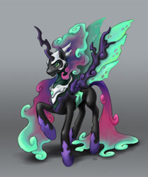 Size: 900x1079 | Tagged: safe, artist:aokibengal, nightmare moon, princess cadance, queen chrysalis, changeling, changeling queen, hybrid, fusion, solo