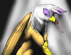 Size: 1000x775 | Tagged: safe, artist:backlash91, derpibooru import, gilda, griffon, crying, rose, solo