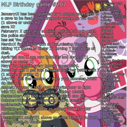 Size: 1640x1640 | Tagged: safe, applejack, babs seed, derpy hooves, dinky hooves, fluttershy, noi, pinkie pie, queen chrysalis, rainbow dash, rarity, sunset shimmer, sweetie belle, twilight sparkle, pegasus, pony, birthday game, exploitable meme, female, mare, pinkamena diane pie