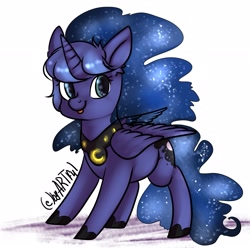 Size: 2065x2048 | Tagged: safe, artist:yukomaussi, princess luna, alicorn, pony, female, horn, mare, simple background, solo, white background