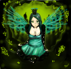 Size: 1200x1178 | Tagged: safe, artist:bruja1993, queen chrysalis, human, cleavage, female, humanized, solo