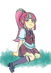 Size: 1763x2507 | Tagged: safe, artist:sajuaira, sour sweet, equestria girls, friendship games, bowtie, clothes, crystal prep academy uniform, female, looking at you, pixiv, ponytail, school uniform, solo