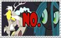 Size: 120x75 | Tagged: safe, artist:intelligent-zombie, discord, queen chrysalis, changeling, changeling queen, anti-shipping, deviantart stamp, drama, shipping, stamp, text