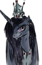 Size: 391x608 | Tagged: safe, alternate version, artist:remains, nightmare moon, princess luna, oc, oc:blood moon (remains), alicorn, pony, alternate design, solo