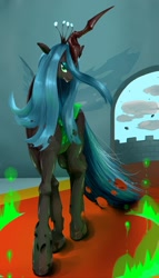 Size: 1200x2097 | Tagged: safe, artist:eboshitsu, queen chrysalis, changeling, changeling queen, pixiv, solo