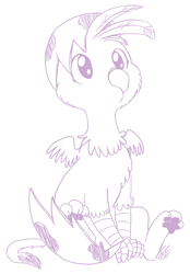 Size: 911x1307 | Tagged: safe, artist:cartoonlion, derpibooru import, gilda, griffon, baby, chickub, cute, egg, gildadorable, li'l gilda, monochrome