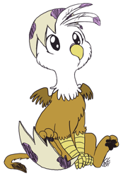 Size: 911x1307 | Tagged: safe, artist:cartoonlion, derpibooru import, gilda, griffon, baby, chickub, cute, egg, gildadorable, li'l gilda, solo