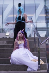 Size: 1080x1620 | Tagged: artist needed, safe, princess cadance, queen chrysalis, human, cosplay, irl, irl human, otakon, photo