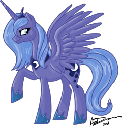 Size: 1259x1310 | Tagged: safe, artist:omg-chibi, princess luna, alicorn, pony, s1 luna, signature, simple background, solo, transparent background