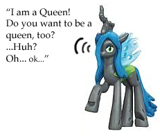 Size: 231x199 | Tagged: safe, queen chrysalis, changeling, changeling queen, dialogue, noise, princess, queen, toy