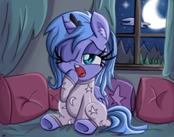 Size: 990x782 | Tagged: safe, artist:daniel-sg, princess luna, alicorn, pony, clothes, cute, filly, hnnng, lunabetes, morning ponies, pajamas, solo, sweet dreams fuel, tired, woona, yawn