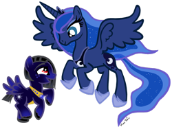 Size: 900x666 | Tagged: safe, artist:missitofu, princess luna, oc, oc:sirius, alicorn, pony, simple background