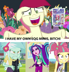 Size: 1280x1336 | Tagged: safe, edit, edited screencap, screencap, aria blaze, lyra heartstrings, roseluck, sour sweet, all's fair in love and friendship games, equestria girls, friendship games, it isn't the mane thing about you, rainbow rocks, doll, equestria girls minis, floppy ears, image macro, meme, toy, vulgar