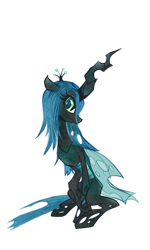 Size: 1024x1703 | Tagged: safe, artist:kna, queen chrysalis, changeling, changeling queen, female, green eyes, horn, solo