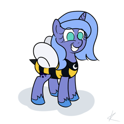 Size: 2600x2600 | Tagged: safe, artist:kzinch, princess luna, alicorn, bee, pony, clothes, costume, filly, s1 luna, solo, woona