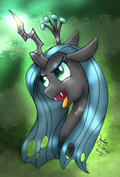 Size: 820x1205 | Tagged: safe, artist:joakaha, queen chrysalis, changeling, changeling queen, portrait, solo