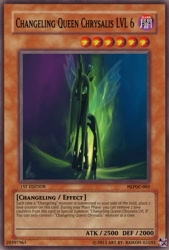 Size: 333x493 | Tagged: safe, queen chrysalis, changeling, changeling queen, card, female, horn, yu-gi-oh!