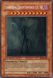 Size: 333x493 | Tagged: safe, queen chrysalis, changeling, changeling queen, card, female, horn, yu-gi-oh!