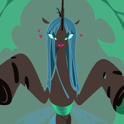 Size: 1000x1000 | Tagged: safe, artist:jun, artist:junsui budo, queen chrysalis, changeling, changeling queen, female, heart, pixiv, pov, solo