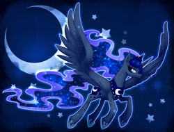 Size: 1814x1380 | Tagged: safe, artist:igriega13, princess luna, alicorn, pony, moon, night, solo