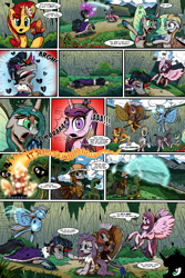 Size: 1280x1920 | Tagged: safe, artist:gray--day, derpibooru import, gilda, king sombra, maud pie, princess cadance, queen chrysalis, reversalis, sunset shimmer, trixie, alicorn, changeling, changeling queen, griffon, pony, comic:of kings and changelings, butt wings, comic, evil cadance, former good king sombra, good king sombra, i can't believe it's not idw, mirror universe, race swap, trixiecorn