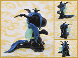 Size: 761x570 | Tagged: safe, artist:howmanydragons, queen chrysalis, changeling, changeling queen, dragon, sculpture, species swap