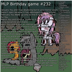 Size: 2000x2000 | Tagged: safe, applejack, derpy hooves, dinky hooves, fluttershy, pinkie pie, queen chrysalis, rainbow dash, rarity, sweetie belle, trixie, twilight sparkle, pegasus, pony, zombie, birthday game, exploitable meme, female, mare, pinkamena diane pie