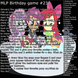 Size: 2000x2000 | Tagged: safe, apple bloom, applejack, derpy hooves, dinky hooves, fluttershy, pinkie pie, queen chrysalis, rainbow dash, rarity, scootaloo, sunset shimmer, sweetie belle, twilight sparkle, human, birthday game, exploitable meme, human ponidox