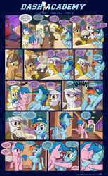 Size: 1248x2025 | Tagged: safe, artist:sorcerushorserus, derpibooru import, brolly, derpy hooves, dumbbell, firefly, gilda, hoops, rainbow dash, surprise, whitewash, oc, griffon, pegasus, pony, comic:dash academy, g1, argie ribbs, baby ribbs, comic, douchebag, female, male, mare, sleepy, stallion, train, yawn